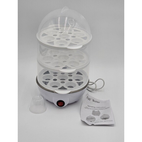 Unbranded Other - 21 Eggs Electric Egg Cookers Boiler Dual Steamer Non Stick Hard Boiled Auto-Off